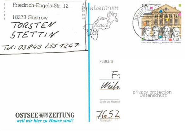 Guestrow Mecklenburg Vorpommern Ostsee Zeitung Werbewand – Bild 2