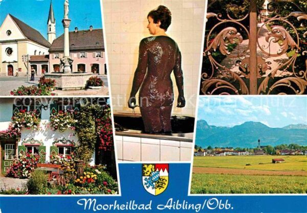 Bad Aibling Platz Brunnen Kirche Blumenschmuck Moor