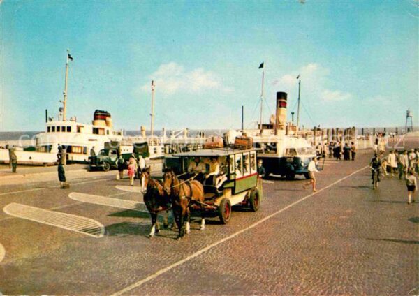Norderney Nordseebad Ankunft am Hafen Pferdewagen Fähre