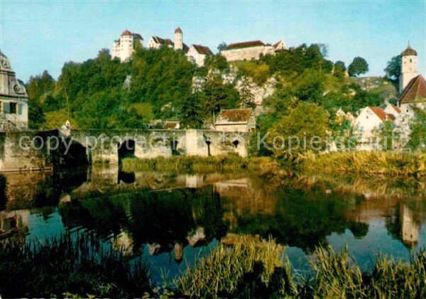 Harburg Schwaben Partie am Fluss Brücke Burg Harburg