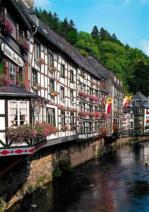 Monschau Partie an der Rur Fachwerkhäuser