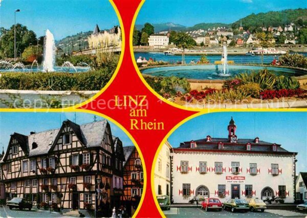 Linz Rhein Partie am Fluss Fontäne Fachwerkhaus Ho