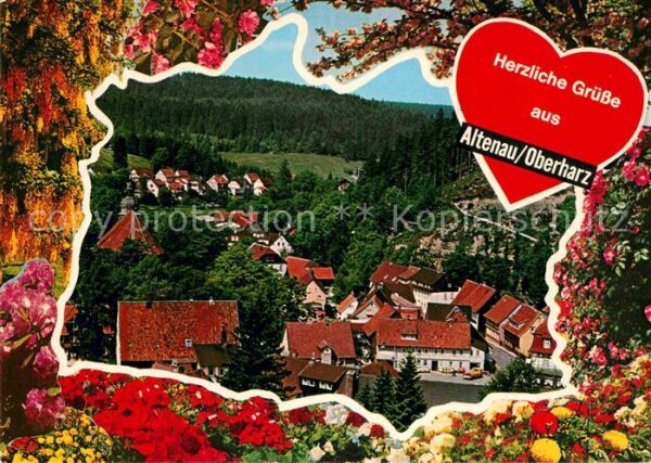 Altenau Harz Blick vom Mühlenberg Blumenpracht Herz
