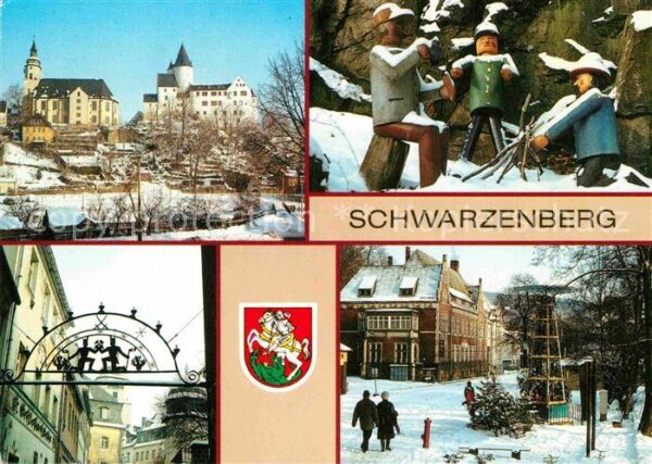 Schwarzenberg Erzgebirge Schloss Kirche Holzfiguren Schwibbogen