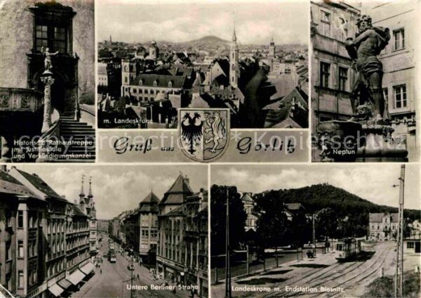 Goerlitz Sachsen Neptun Rathaustreppe mit Justizsäule Be