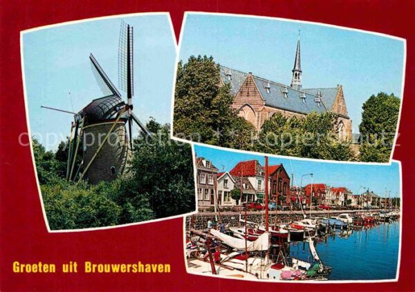 Brouwershaven Mühle Hafen Kirche