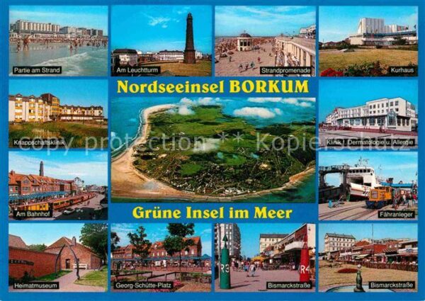 Borkum Fliegeraufnahme Strand Leuchtturm Kurha