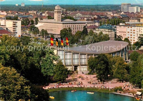 Karlsruhe Baden Schwarzwaldhalle und Stadtgartensee