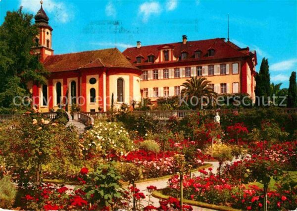 Insel Mainau Rosengarten mit Schloß und Kirche