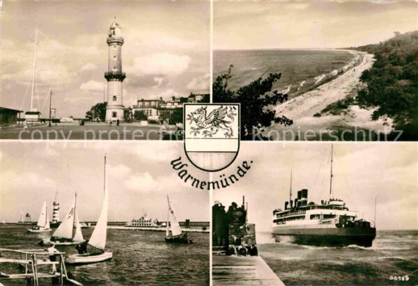 Warnemuende Ostseebad Leuchtturm Mole Segelboote Fähre Strand