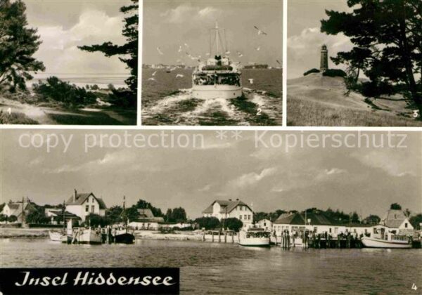 Insel Hiddensee Blick vom Dornbusch Fähre Leuchtturm vo