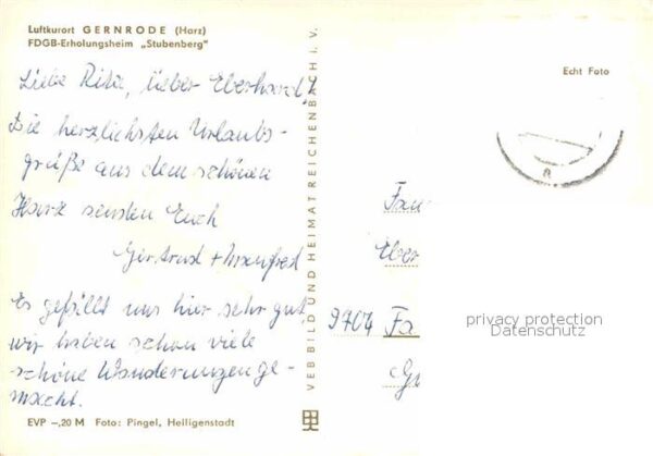 Gernrode Harz FDGB Erholungsheim Stubenberg Luftkuror – Bild 2