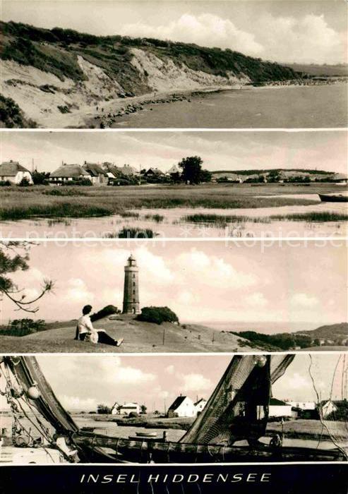 Insel Hiddensee Strand Küste Leuchtturm Fischerboot