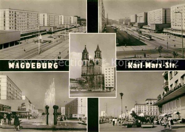 Magdeburg Karl Marx Strasse Wohnhochhäuser Kirche