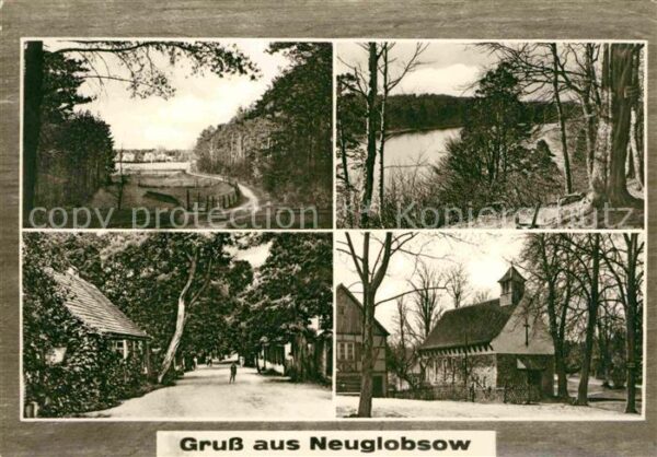 Neuglobsow Panorama Waldpartie See Kirche