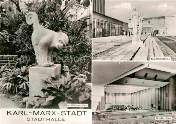 Karl-Marx-Stadt Stadthalle Affenskulptur Pflanzenhaus G