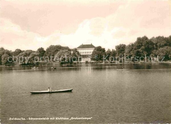 Zwickau Sachsen Schwanenteich mit Klubhaus Grubenlampe