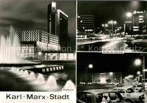 Karl-Marx-Stadt Stadthalle Wasserspiele Strasse der Nat