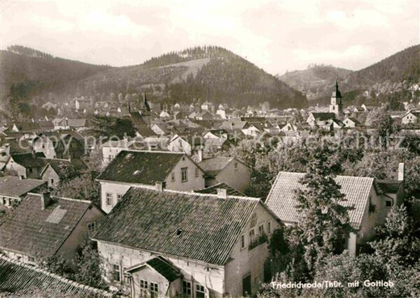 Friedrichroda Ortsansicht mit Kirche und Gottlob