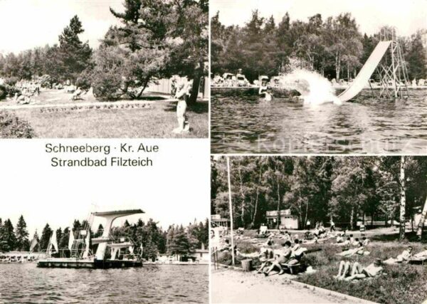 Schneeberg Erzgebirge Strandbad Filzteich Sprungturm Rutsche
