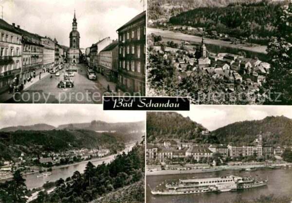 Bad Schandau Marktplatz Kirche Panorama Elbtal Dampf