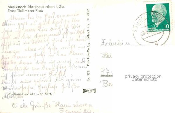 Markneukirchen Ernst Thälmann Platz Brunnen Musikstadt – Bild 2