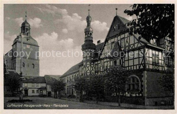 Harzgerode Marktplatz Fachwerkhaus Luftkurort