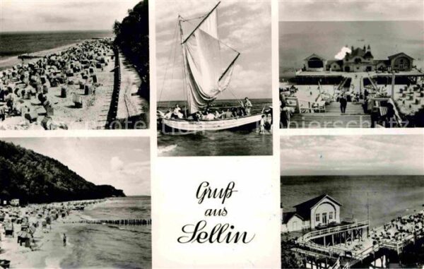 Sellin Ruegen Strand Segelboot Seebrücke