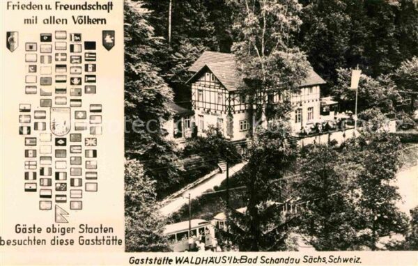 Bad Schandau Gaststätte Waldhäus Nationalflaggen Han
