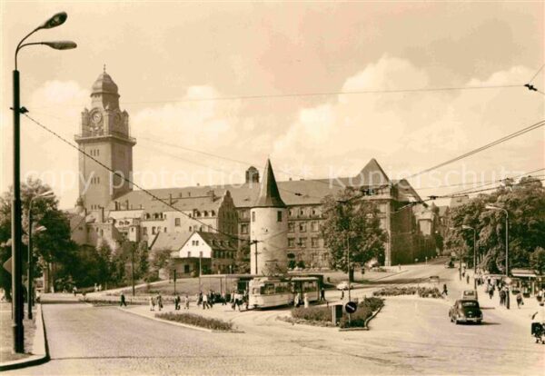Plauen Vogtland Otto Grotewohl Platz Turm Strassenbahn
