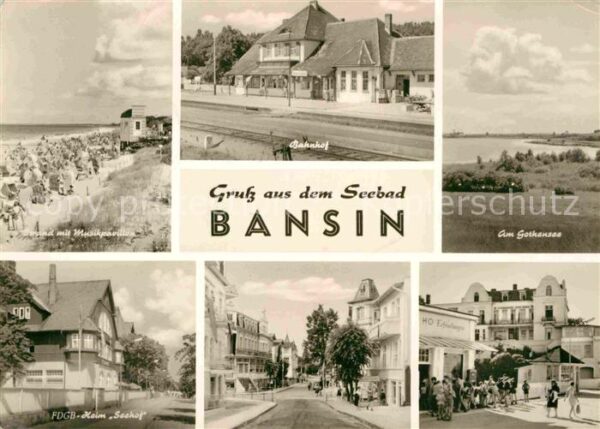 Bansin Ostseebad Strand Musikpavillon Bahnhof Gothensee