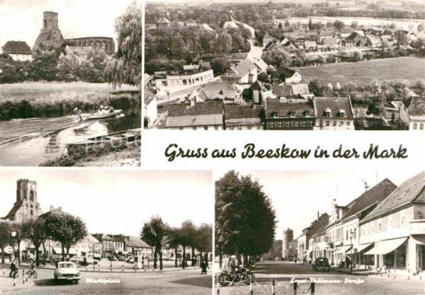 Beeskow Blick über die Stadt Partie am Fluss Ki