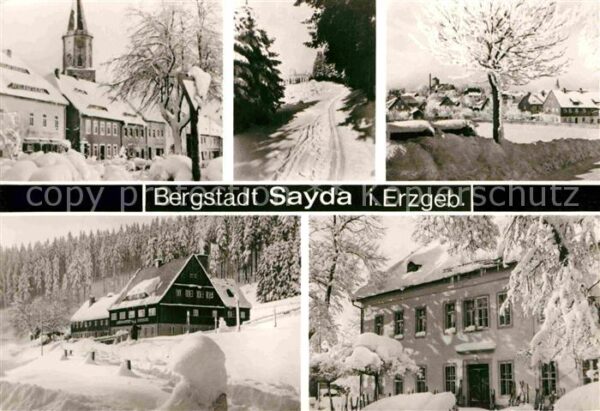 Sayda Teilansichten Bergstadt Winterpanorama