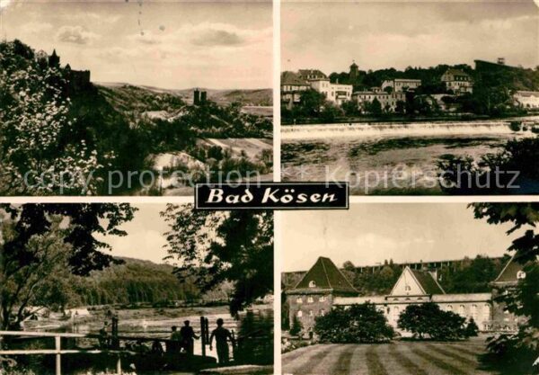 Bad Koesen Panorama Rudelsburg und Burg Saaleck Sa