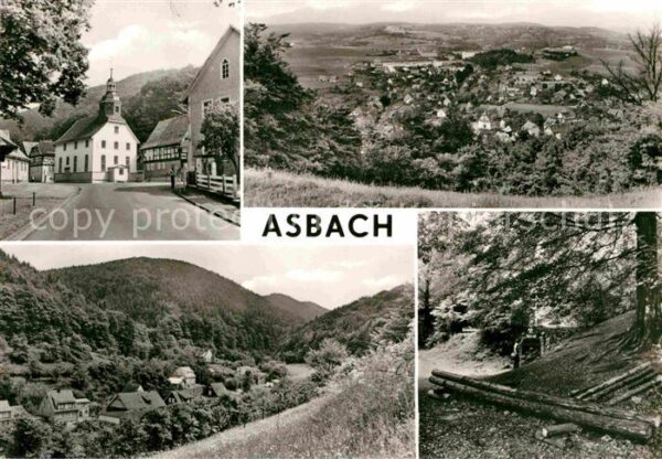 Asbach Schmalkalden Ortspartie an der Kirche Landschaftspan
