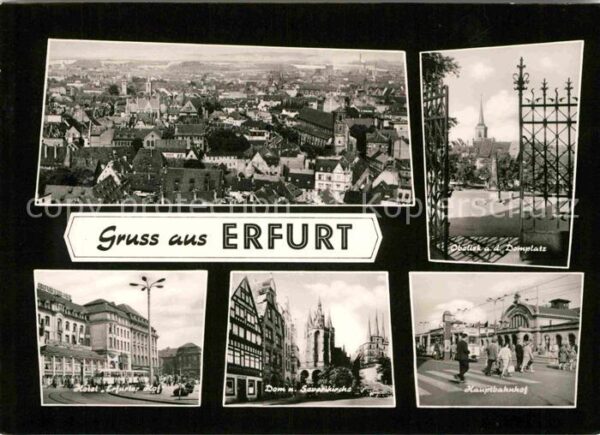 Erfurt Blick über die Stadt Obelisk Domplatz H
