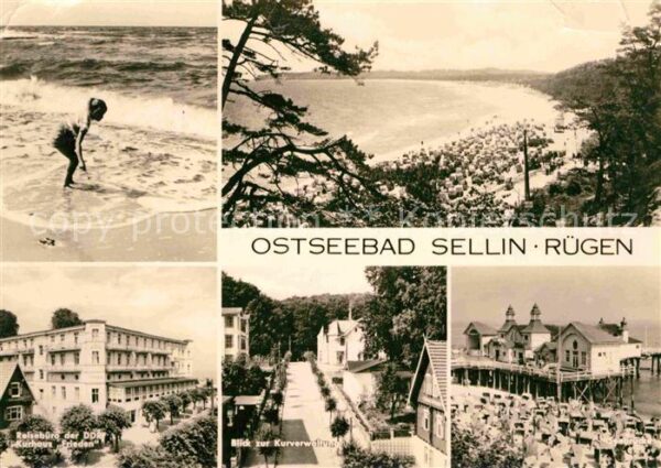 Sellin Ruegen Kind am Strand Panorama Küste Reisebüro