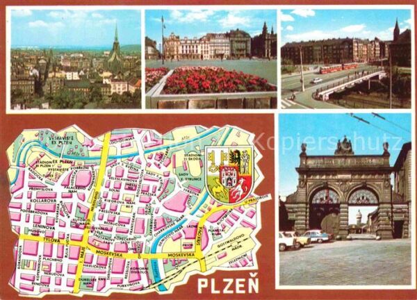 Plzen Pilsen Teilansichten Stadtplan