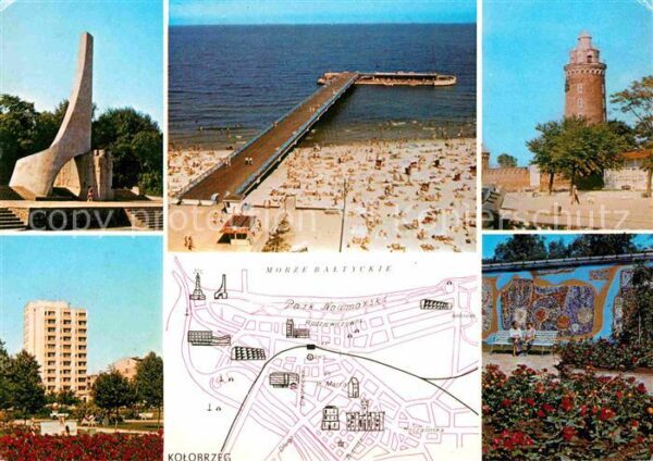 Kolobrzeg Polen Denkmal Strand Turm Hochhaus Stadtplan