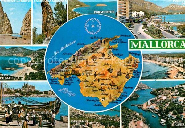 Mallorca Küstenstädte der Insel Landkarte