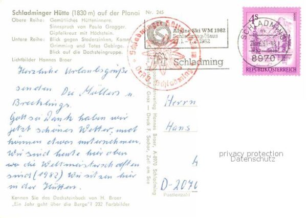Schladmingerhuette auf der Planai Sinnspruch Gipfelkreuz A – Bild 2