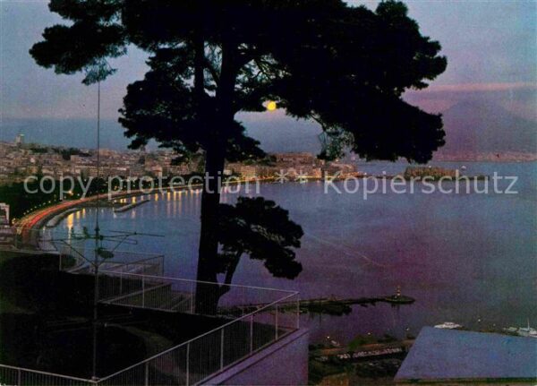 Napoli Neapel Panorama im Mondschein Vesuv Vulkan