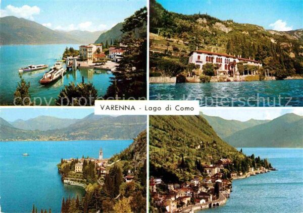 Varenna Lago di Como Panorama Küste Hafen Alpen