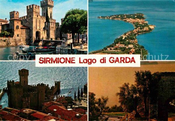 Sirmione Lago di Garda Schloss Halbinsel Fliegeraufnahme