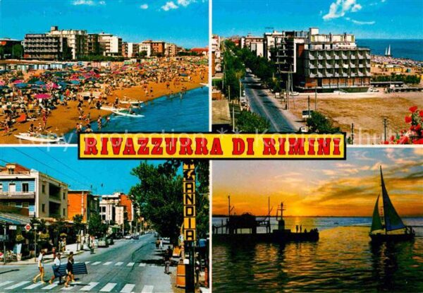 Rimini Strand Hotels Strassenpartie Sonnenunte