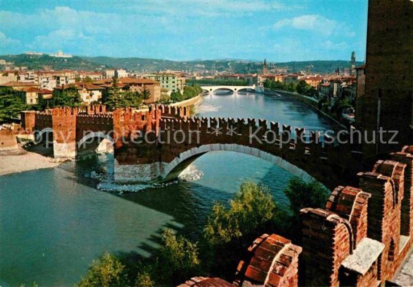 Verona Veneto Ponte Scaligero e panorama Brücke