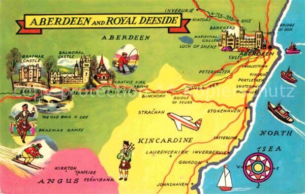 Aberdeen City and Royal Deeside Map Landkarte