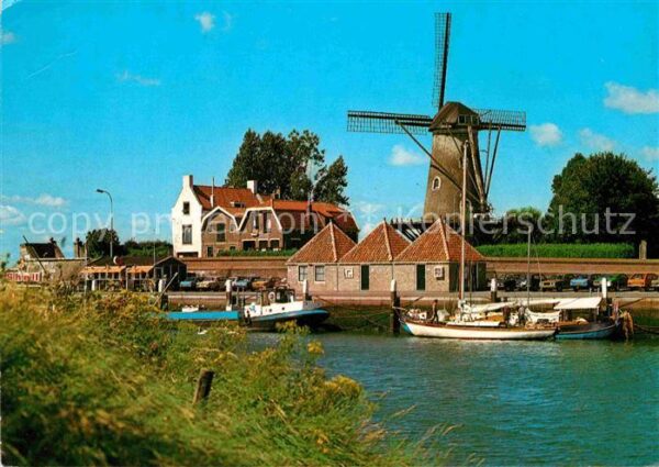 Zierikzee Hafen Segelschiff Frachtkahn Windmühle