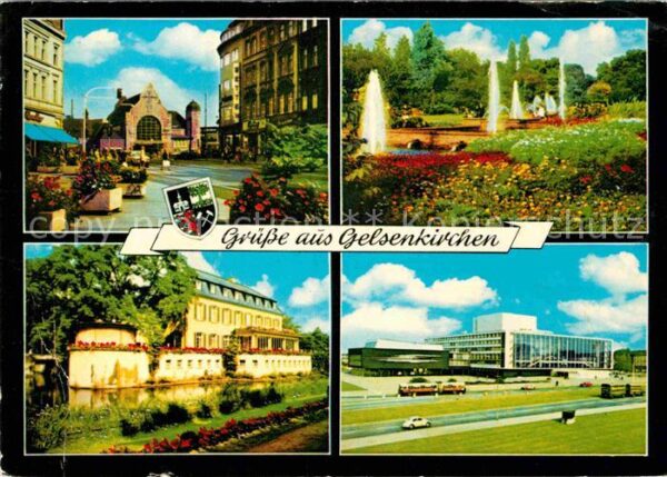 Gelsenkirchen Bahnhof Park Springbrunnen Schloss Musi