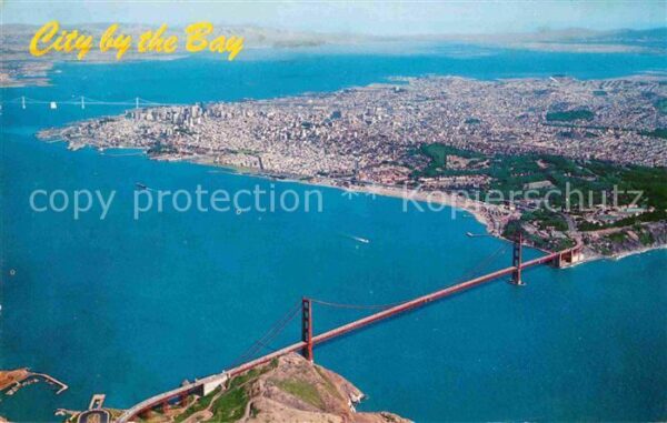 San Francisco California Air view Golden Gate Bridge